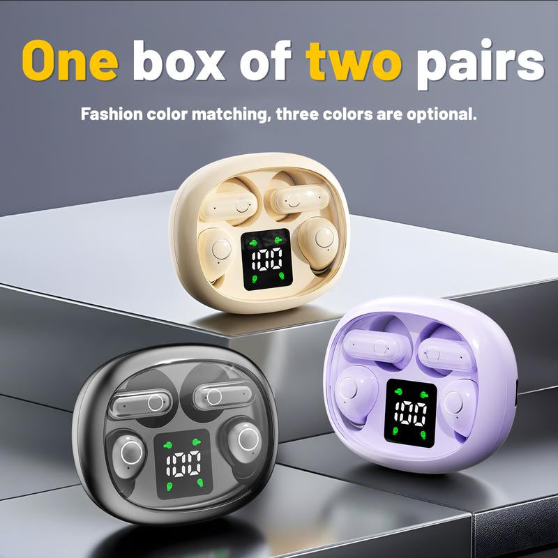 Wireless Bluetooth Headphones,Tiny Size Invisible Earbuds,Waterproof Headsets,With Mic,Sleep and Sports Earphones Set, 2 Pairs, Mini and Short Handle Design,For Work Sport Sleeping