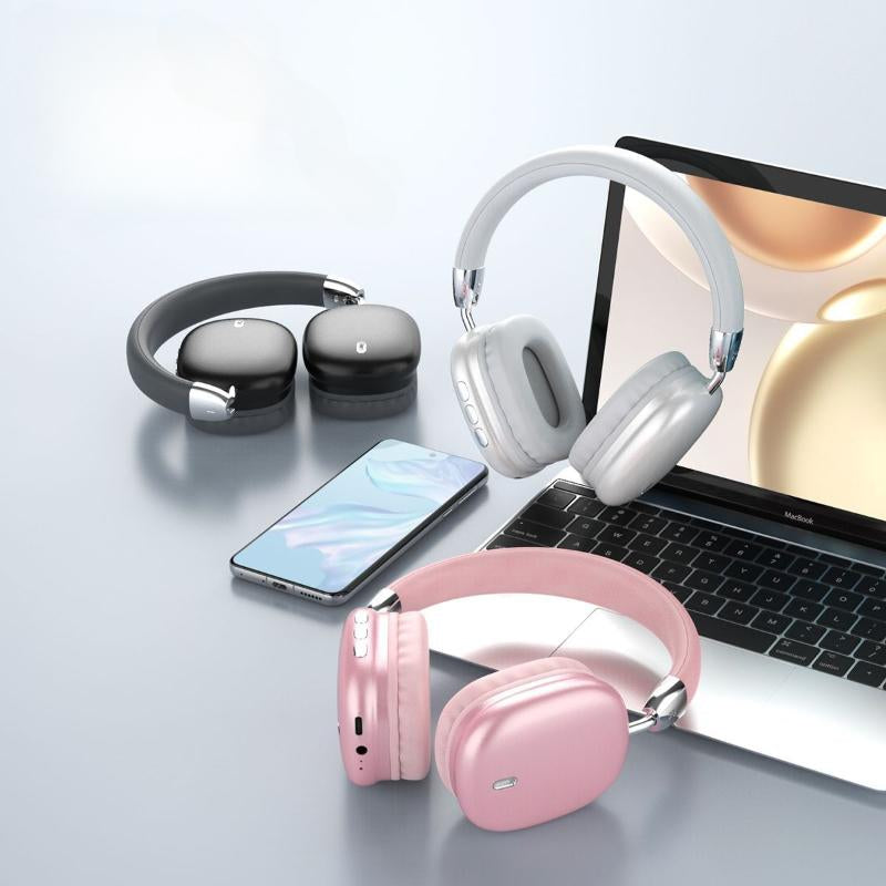 Wireless Bluetooth Headphones with High-Resolution Audio, Foldable and Lightweight Design, Deep Bass, Long-Lasting Earphones, Immersive Bass, USB-C Charging Port, Hifi Stereo, for Work, Gaming, Sports