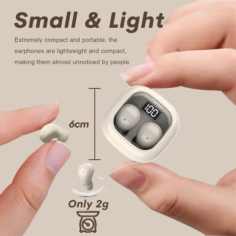 Wireless Smallest Invisible Earbuds for Sleep Ultra Small Hidden Earphones Ear Buds for Small Ear Bluetooth Mini Invisible Sleep Noise Cancelling Earbuds for Side Sleepers Hidden Headphones for Work All-Day Wear