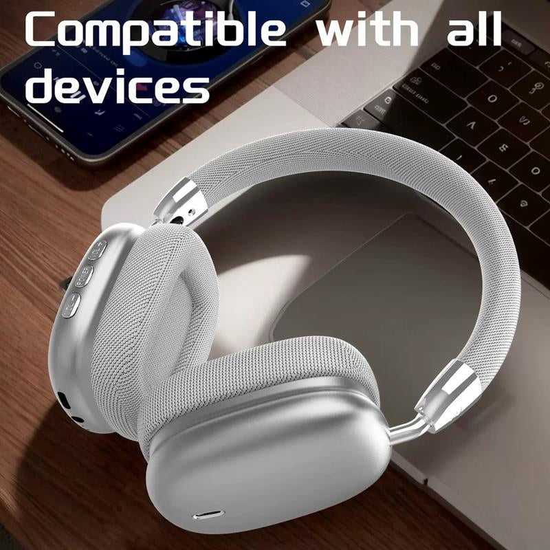 Wireless Bluetooth Headphones with High-Resolution Audio, Foldable and Lightweight Design, Deep Bass, Long-Lasting Earphones, Immersive Bass, USB-C Charging Port, Hifi Stereo, for Work, Gaming, Sports