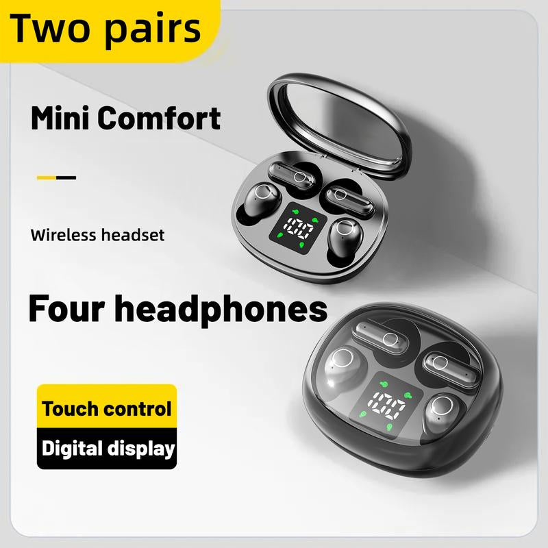 Wireless Bluetooth Headphones,Tiny Size Invisible Earbuds,Waterproof Headsets,With Mic,Sleep and Sports Earphones Set, 2 Pairs, Mini and Short Handle Design,For Work Sport Sleeping