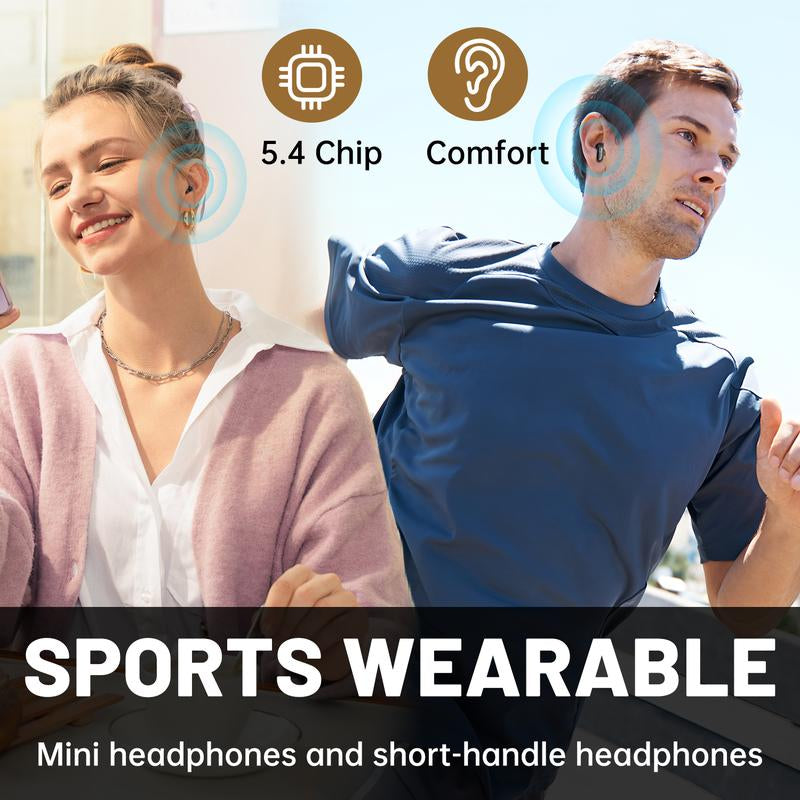 Wireless Bluetooth Headphones,Tiny Size Invisible Earbuds,Waterproof Headsets,With Mic,Sleep and Sports Earphones Set, 2 Pairs, Mini and Short Handle Design,For Work Sport Sleeping