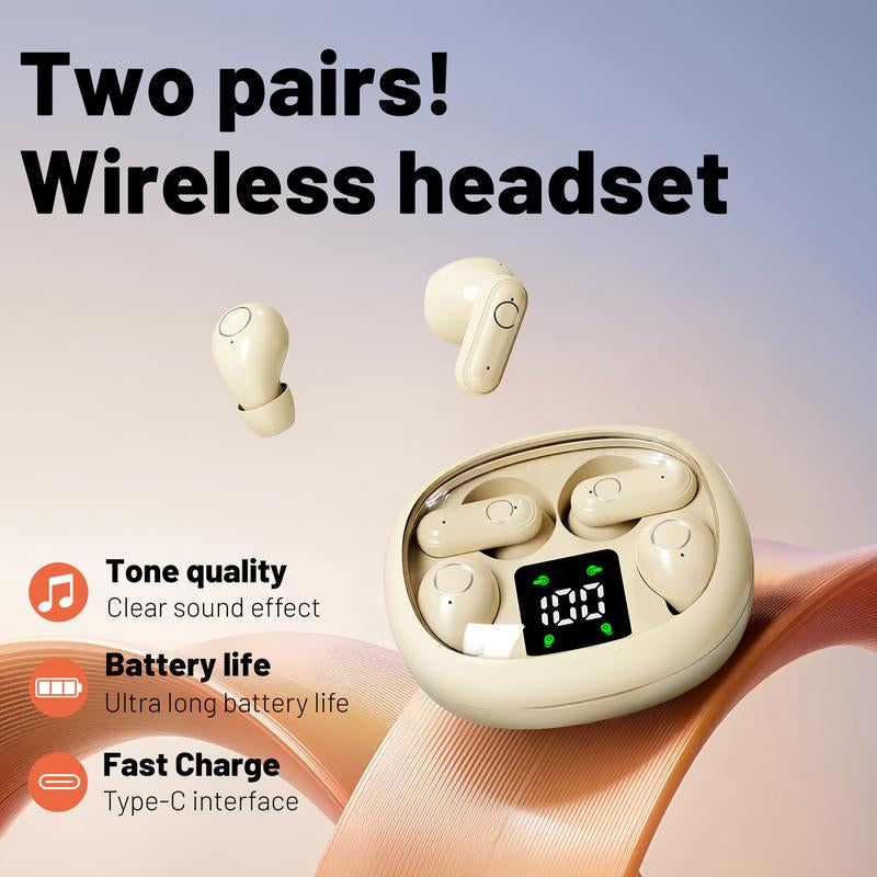Wireless Bluetooth Headphones,Tiny Size Invisible Earbuds,Waterproof Headsets,With Mic,Sleep and Sports Earphones Set, 2 Pairs, Mini and Short Handle Design,For Work Sport Sleeping