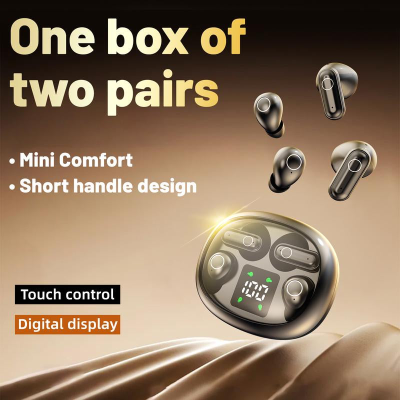 Wireless Bluetooth Headphones,Tiny Size Invisible Earbuds,Waterproof Headsets,With Mic,Sleep and Sports Earphones Set, 2 Pairs, Mini and Short Handle Design,For Work Sport Sleeping