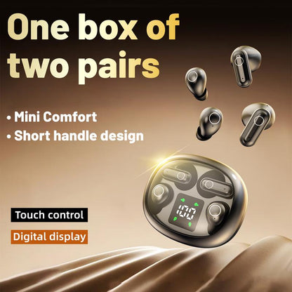 Wireless Bluetooth Headphones，Tiny Size Invisible Earbuds，Waterproof Headsets，With Mic，Sleep and Sports Earphones Set, 2 Pairs, Mini and Short Handle Design，For Work Sport Sleeping